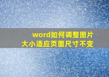 word如何调整图片大小适应页面尺寸不变