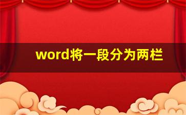 word将一段分为两栏