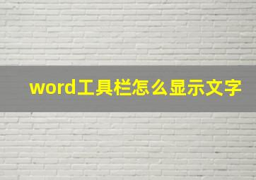 word工具栏怎么显示文字