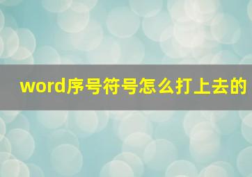 word序号符号怎么打上去的