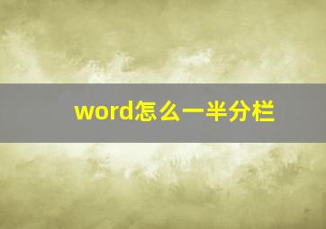 word怎么一半分栏