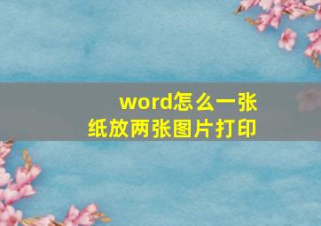 word怎么一张纸放两张图片打印