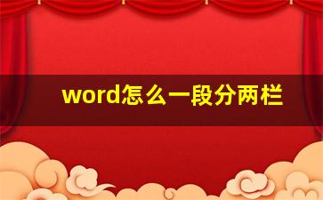 word怎么一段分两栏