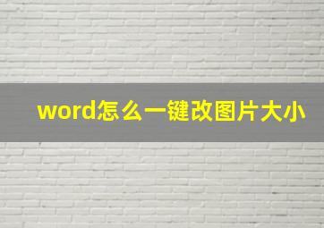 word怎么一键改图片大小