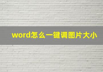 word怎么一键调图片大小