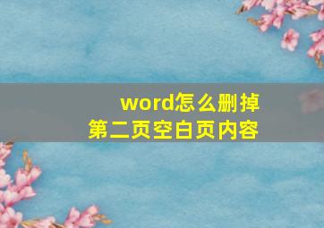 word怎么删掉第二页空白页内容