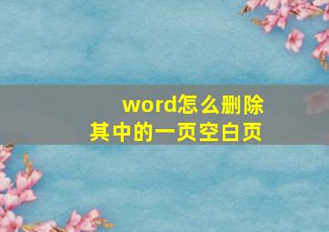 word怎么删除其中的一页空白页