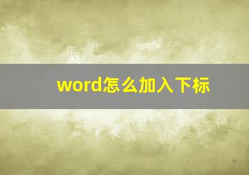 word怎么加入下标