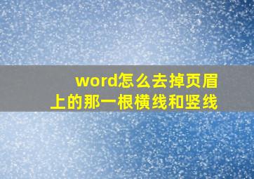 word怎么去掉页眉上的那一根横线和竖线