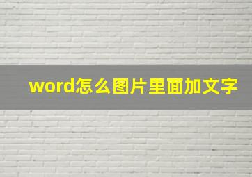 word怎么图片里面加文字