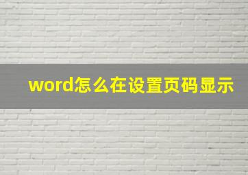 word怎么在设置页码显示