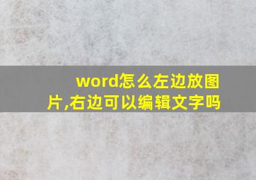 word怎么左边放图片,右边可以编辑文字吗