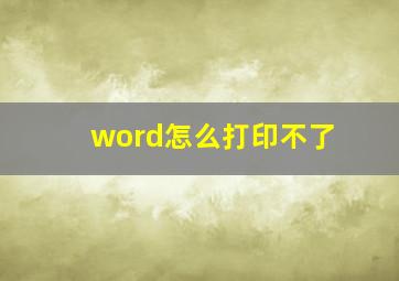 word怎么打印不了