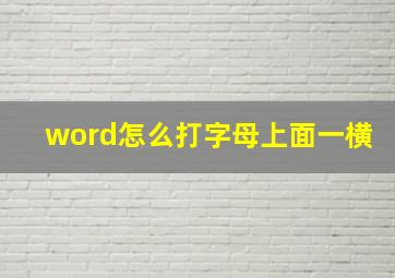 word怎么打字母上面一横