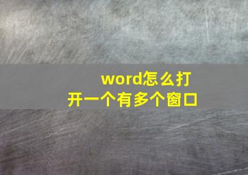 word怎么打开一个有多个窗口