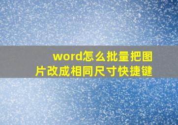 word怎么批量把图片改成相同尺寸快捷键