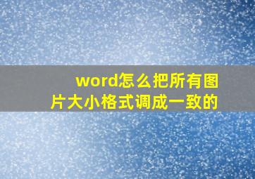 word怎么把所有图片大小格式调成一致的