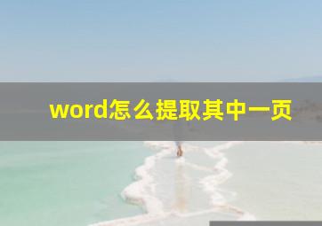 word怎么提取其中一页