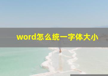 word怎么统一字体大小