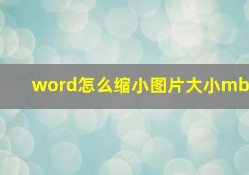 word怎么缩小图片大小mb