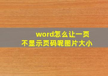 word怎么让一页不显示页码呢图片大小