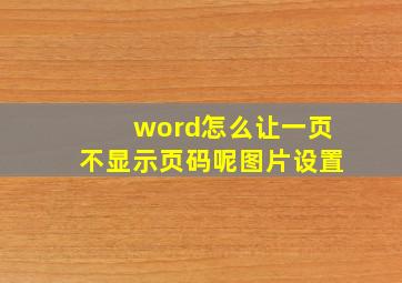 word怎么让一页不显示页码呢图片设置