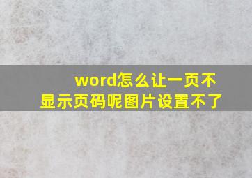 word怎么让一页不显示页码呢图片设置不了