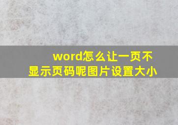 word怎么让一页不显示页码呢图片设置大小