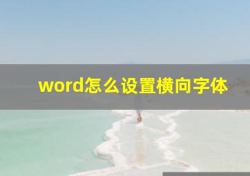 word怎么设置横向字体