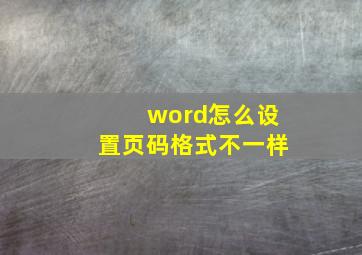 word怎么设置页码格式不一样