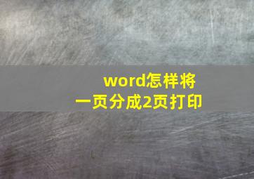 word怎样将一页分成2页打印