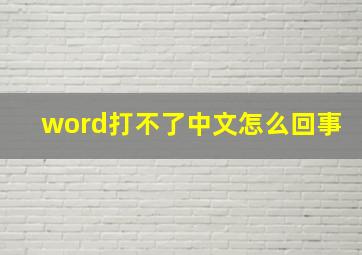 word打不了中文怎么回事