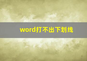 word打不出下划线