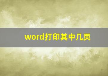 word打印其中几页