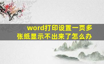 word打印设置一页多张纸显示不出来了怎么办