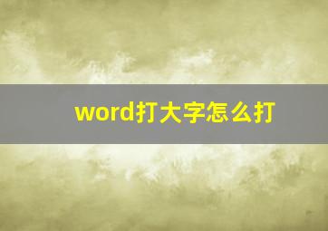 word打大字怎么打