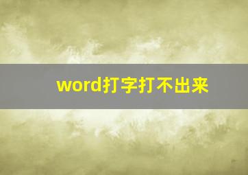 word打字打不出来