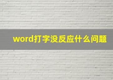 word打字没反应什么问题