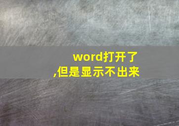 word打开了,但是显示不出来