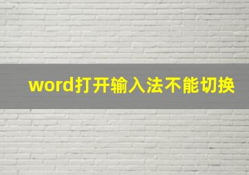 word打开输入法不能切换