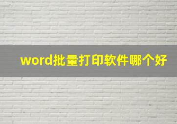 word批量打印软件哪个好