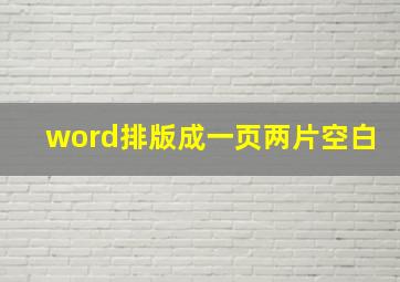 word排版成一页两片空白