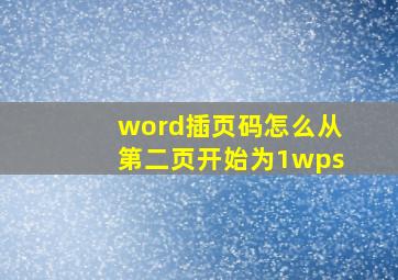 word插页码怎么从第二页开始为1wps