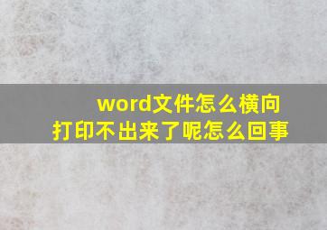 word文件怎么横向打印不出来了呢怎么回事