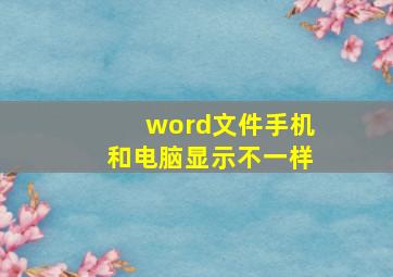 word文件手机和电脑显示不一样