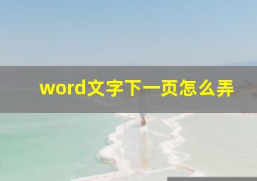 word文字下一页怎么弄