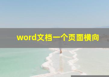 word文档一个页面横向