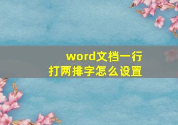 word文档一行打两排字怎么设置