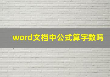 word文档中公式算字数吗