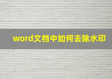 word文档中如何去除水印